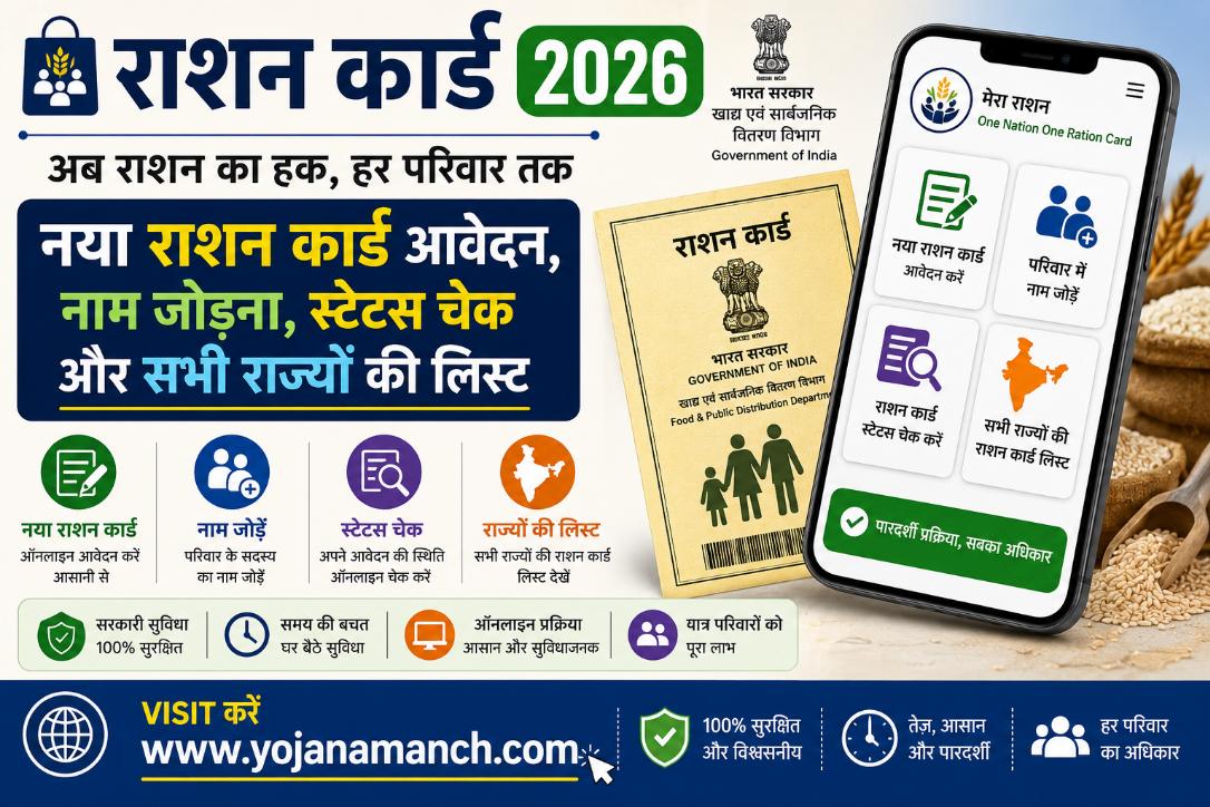 राशन कार्ड 2026: नया ऑनलाइन आवेदन, नाम जोड़ना, स्टेटस चेक और सभी राज्यों की डायरेक्ट लिंक्स